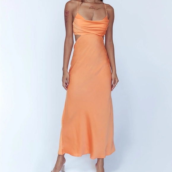 Princess Polly Dresses & Skirts - Satin Orange Maxi Dress